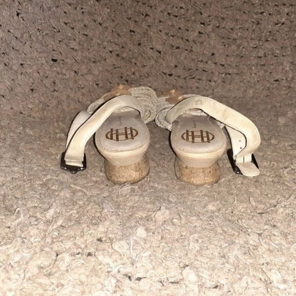 HOUSE OF HARLOW 1960-Beige Leather Braided Strap & Disk Slingback-Sz 6-Excellent - Picture 5 of 7